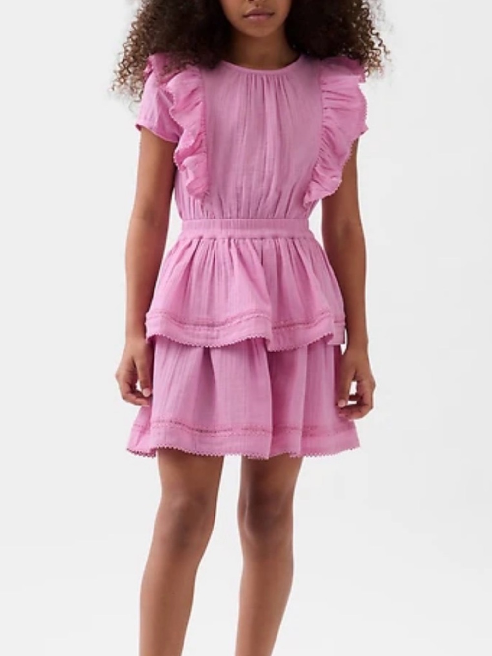 🌸 Gap Girls Pink Tiered Ruffle Dress | Size M | Like New 🌸